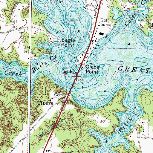 Topographic Map of Tipers Bridge, VA