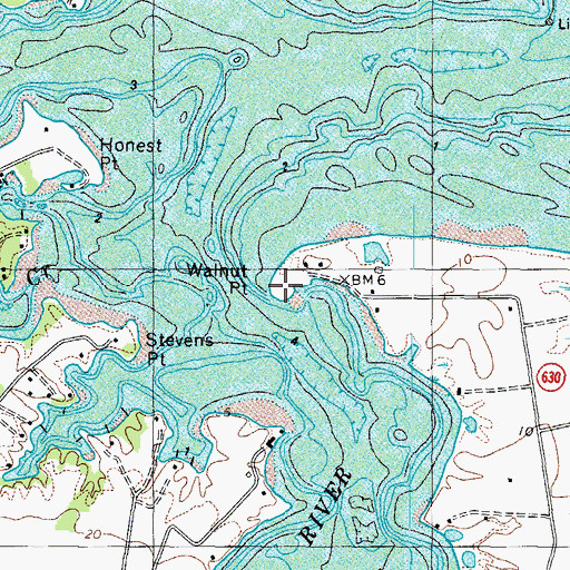 Topographic Map of Walnut Point (historical), VA