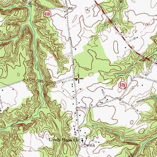 Topographic Map of Yeocomico Baptist Church (historical), VA