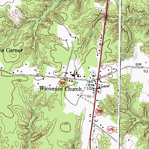 Topographic Map of Wicomico School (historical), VA