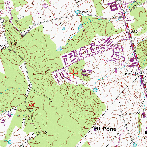 Topographic Map of Barron Park, VA