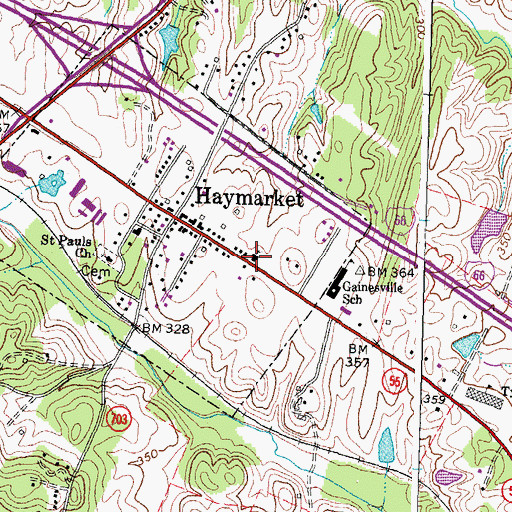 Topographic Map of Haymarket Baptist Church, VA