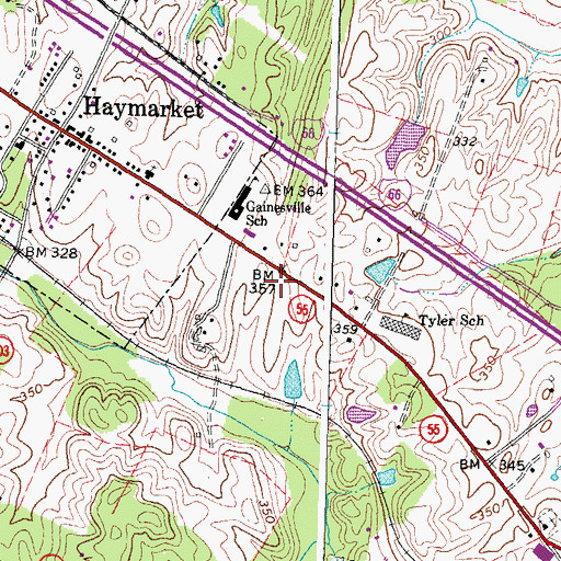 Topographic Map of Haymarket Post Office, VA