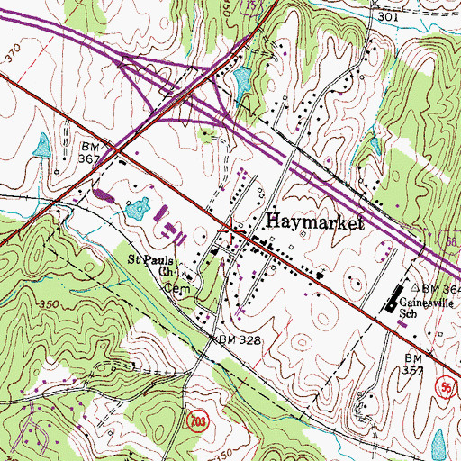 Topographic Map of Haymarket Town Hall, VA
