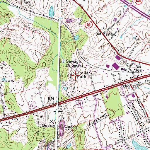 Topographic Map of Hillwood Park Mobile Home Park, VA