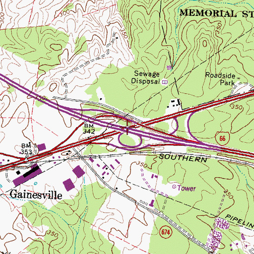 Topographic Map of Interchange 43, VA