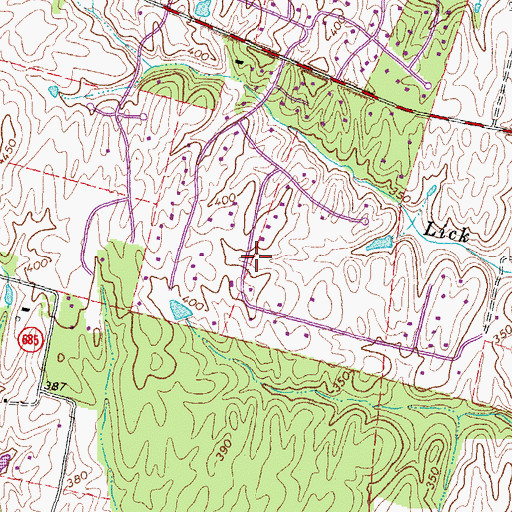 Topographic Map of Lawnvale Estates, VA