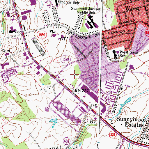 Topographic Map of Manassas Airport (historical), VA
