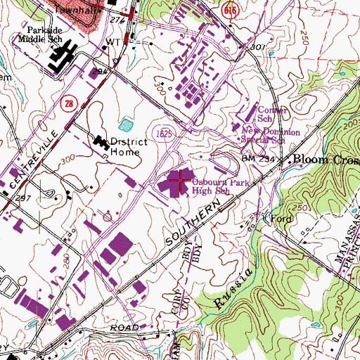 Topographic Map of Osbourn Park High School, VA