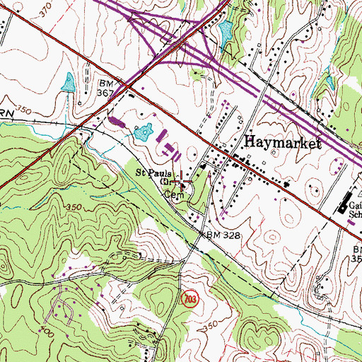 Topographic Map of Saint Pauls Cemetery, VA