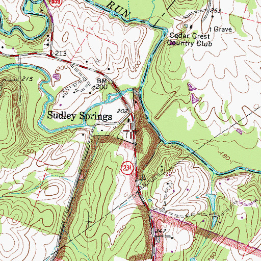 Topographic Map of Sudley Cemetery, VA