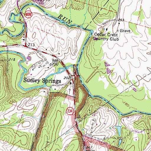 Topographic Map of Sudley Post Office, VA