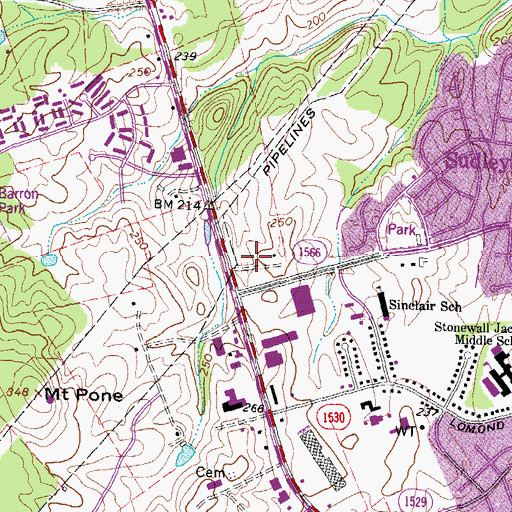 Topographic Map of Sudley Town Plaza Shopping Center, VA