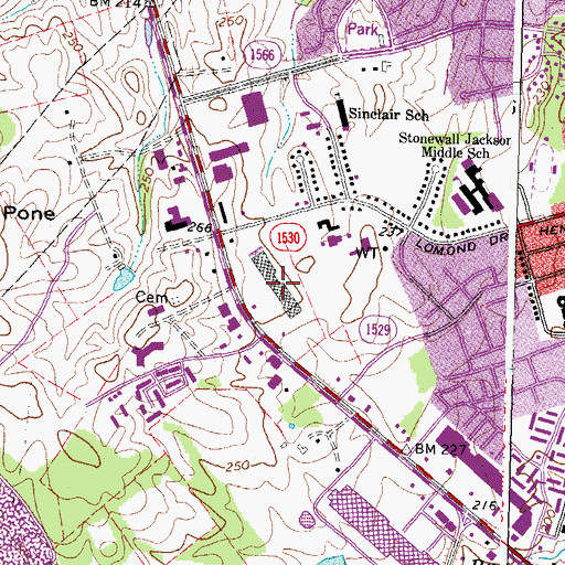 Topographic Map of Westgate Plaza Shopping Center, VA