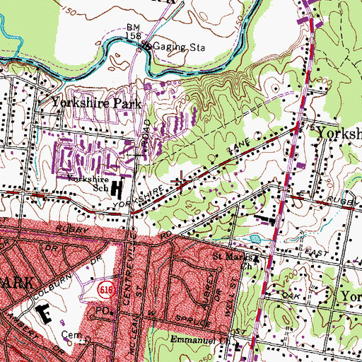 Topographic Map of Yorkshire Village, VA