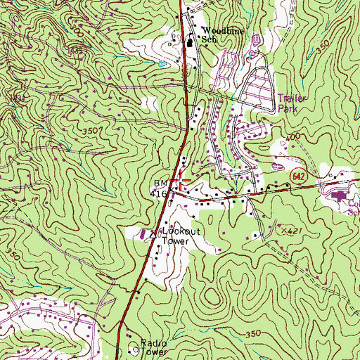 Topographic Map of Bradford Square Shopping Center, VA