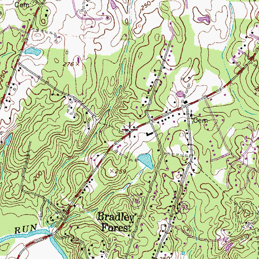 Topographic Map of Bradley Forest Bible Church, VA