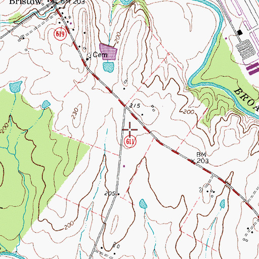 Topographic Map of Bristow Post Office, VA