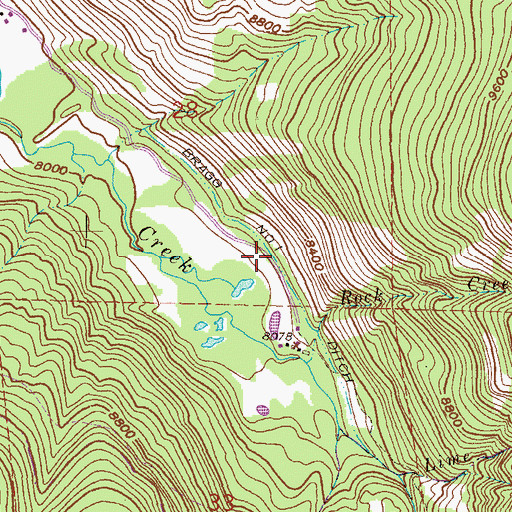 Topographic Map of Bragg Number 1 Ditch, CO