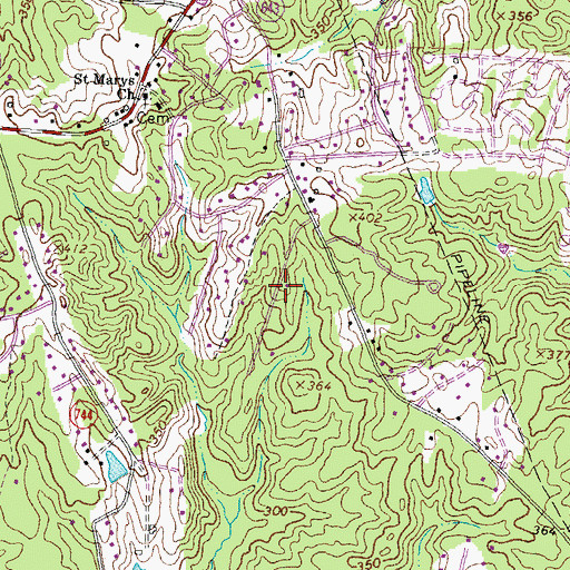 Topographic Map of Carriage Hill Estates, VA