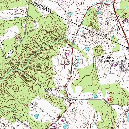 Topographic Map of Country Roads, VA