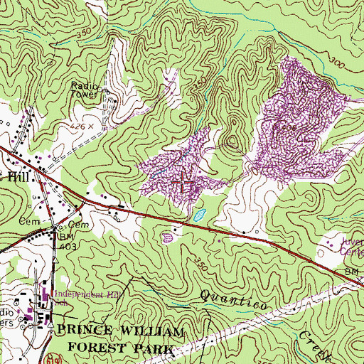 Topographic Map of Independent Hill Park, VA