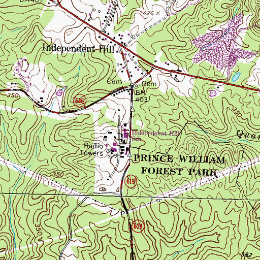 Topographic Map of Independent Hill School, VA