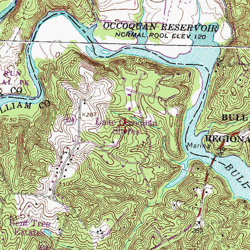 Topographic Map of Lake Occoquan Shores, VA