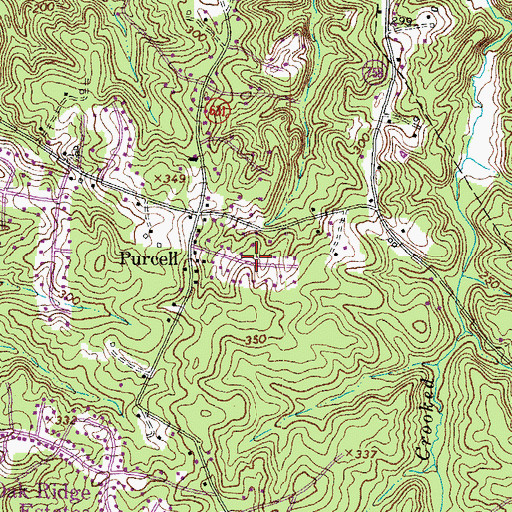 Topographic Map of Oak Hill Estates, VA