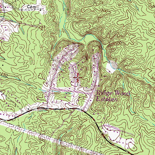 Topographic Map of Ridge Wood Estates, VA