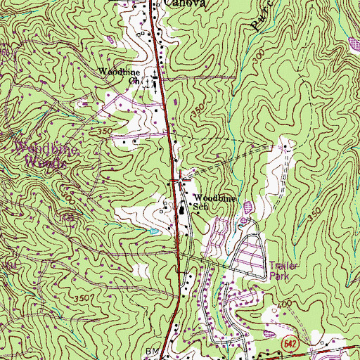 Topographic Map of Woodbine, VA