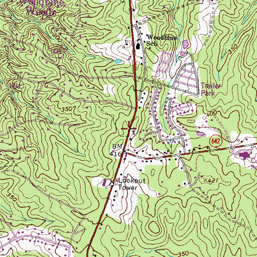 Topographic Map of Woodbine Station Shopping Center, VA