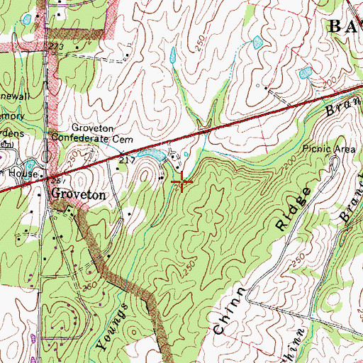 Topographic Map of Dogans Branch, VA