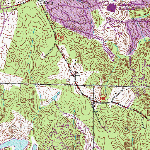 Topographic Map of Minnieville Store (historical), VA