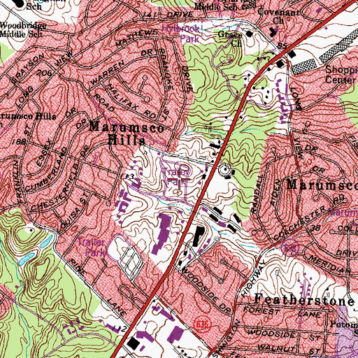 Topographic Map of Bel Air Mobile Home Park, VA