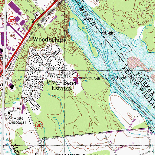 Topographic Map of Belmont Elementary School, VA