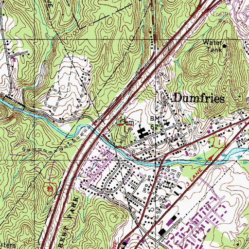 Topographic Map of Dumfries Public Cemetery, VA
