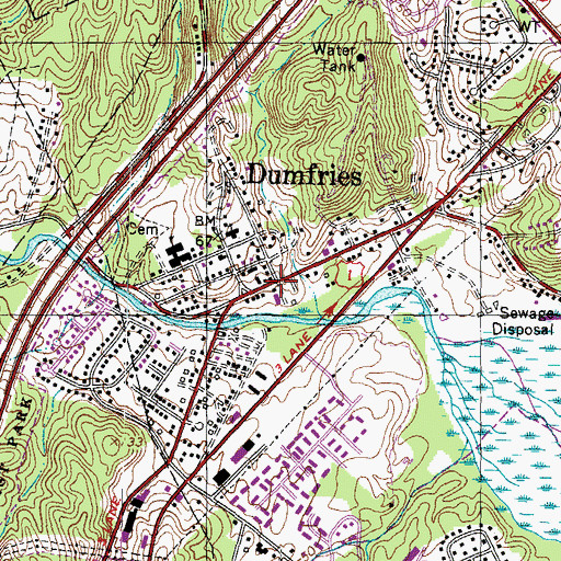 Topographic Map of Dumfries Town Hall, VA