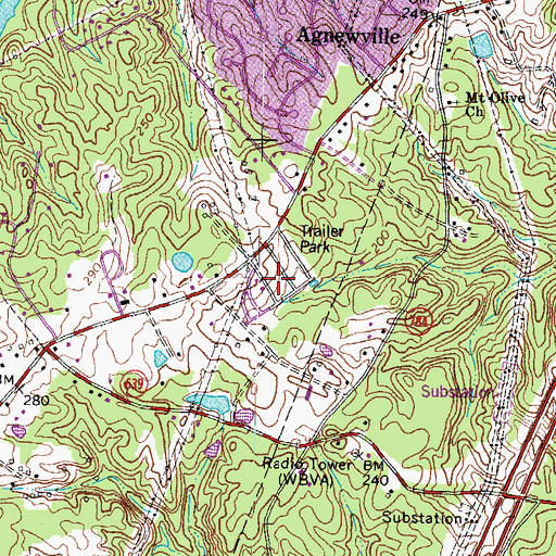 Topographic Map of Gleatons Mobile Home Park, VA
