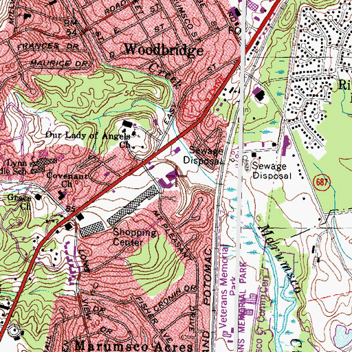 Topographic Map of Jefferson Plaza Shopping Center, VA