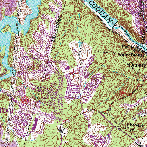 Topographic Map of Lake Ridge Baptist Church, VA
