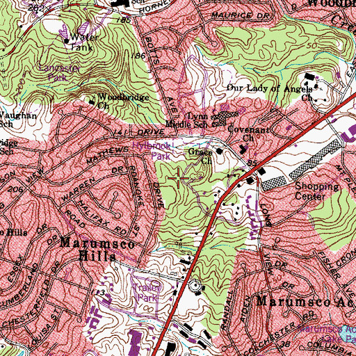 Topographic Map of Saint Margarets Episcopal Church, VA
