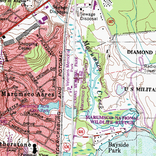 Topographic Map of Veterans Memorial Park, VA
