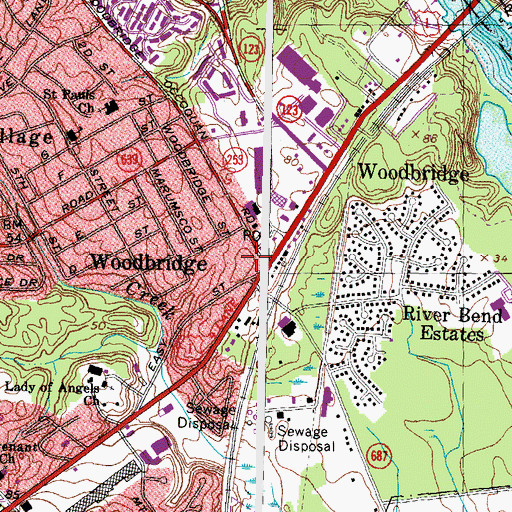 Topographic Map of Woodbridge Shopping Center, VA