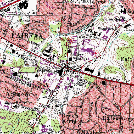 Topographic Map of City of Fairfax Historic District, VA