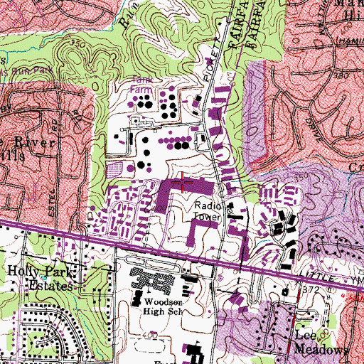 Topographic Map of Fair City Mall Shopping Center, VA