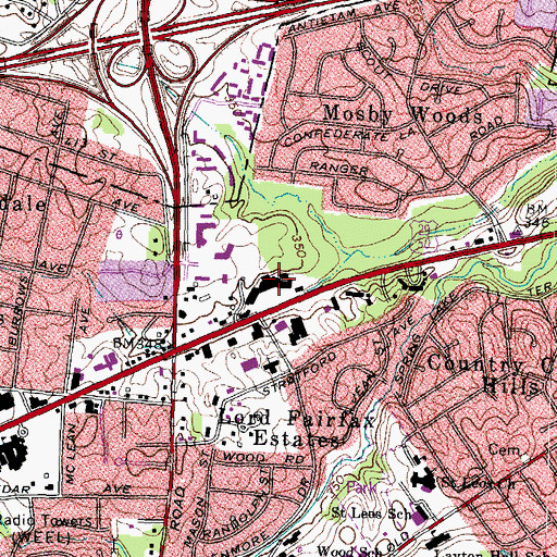Topographic Map of Fairfax Shopping Center, VA