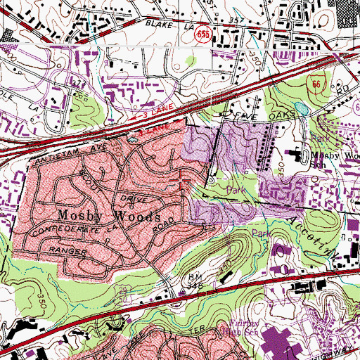 Topographic Map of Plantation Park, VA