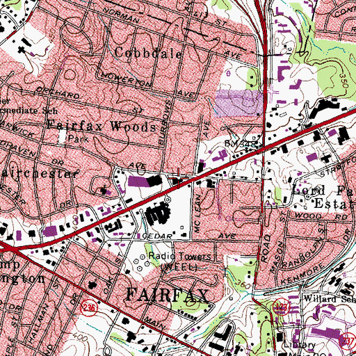 Topographic Map of Boulevard Shopping Center, VA