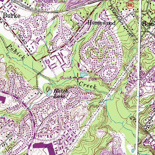 Topographic Map of Burke Station Park, VA